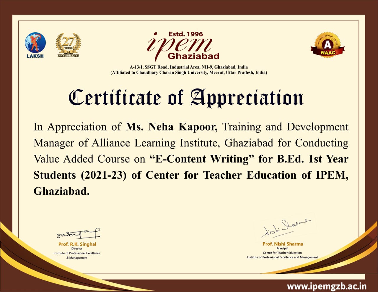 Faculty Certificate